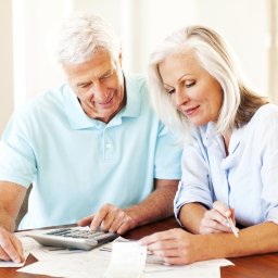 Older couple reviewing paperwork