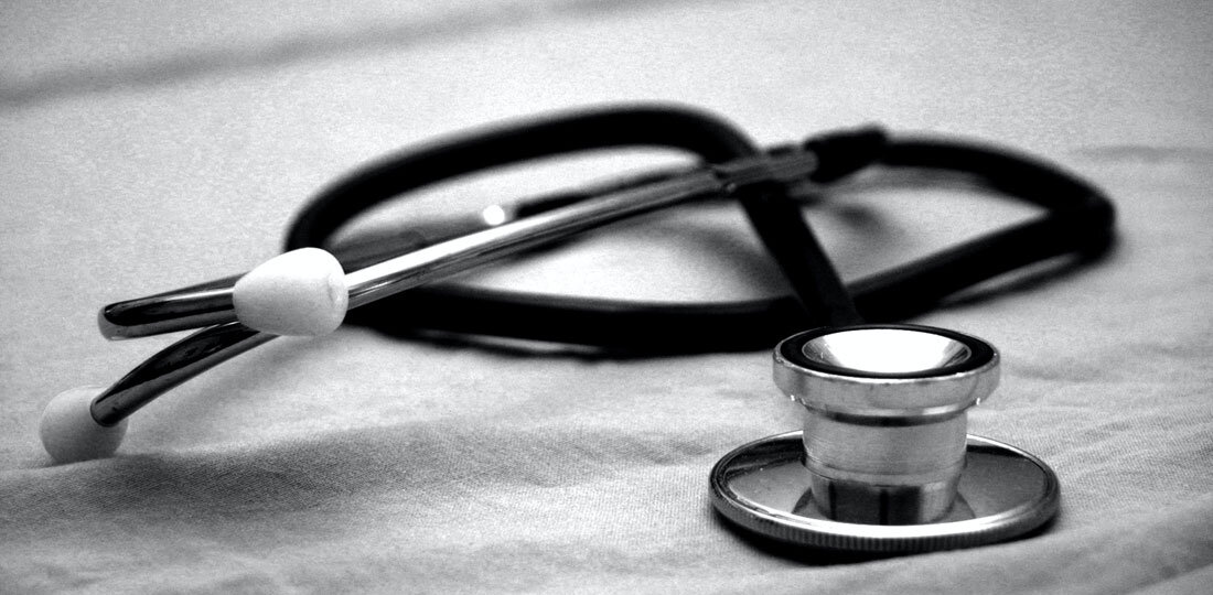 Black and white stethoscope