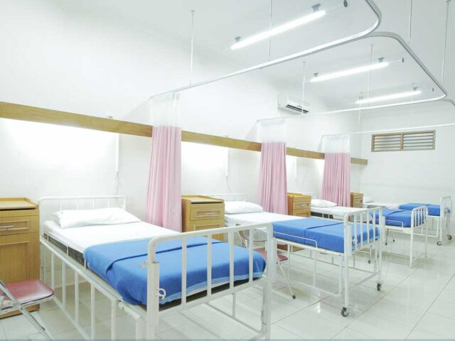 Empty hospital beds