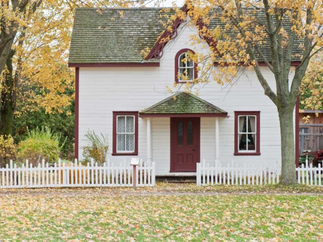 White home in fall