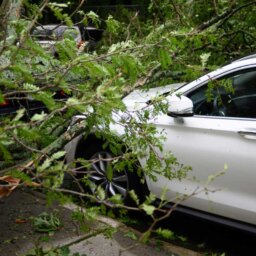 Tree on car hood