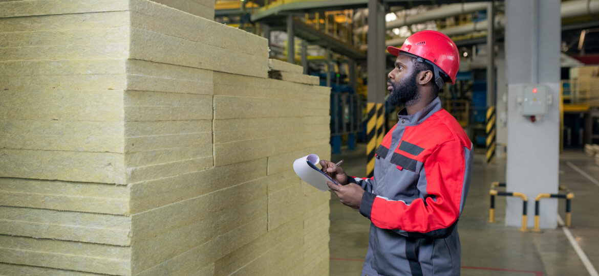 Commercial worker reviewing inventory