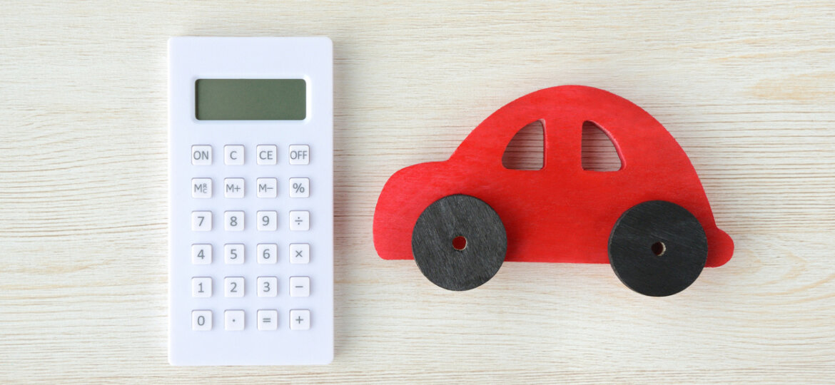 Calculator and red car toy