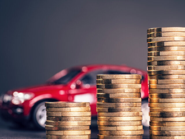 Red car coin stacks