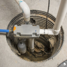 Sump pump in basement floor