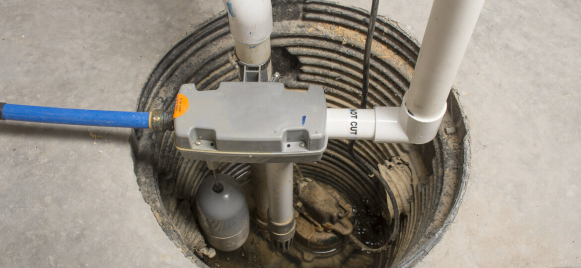 Sump pump in basement floor