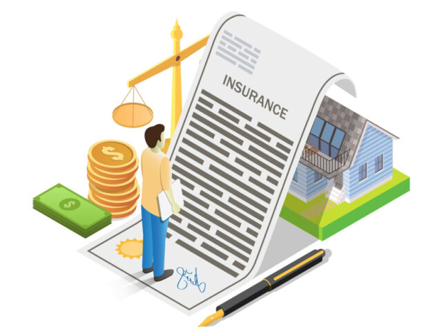 House insurance concept vector flat isometric illustration