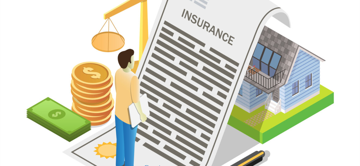 House insurance concept vector flat isometric illustration