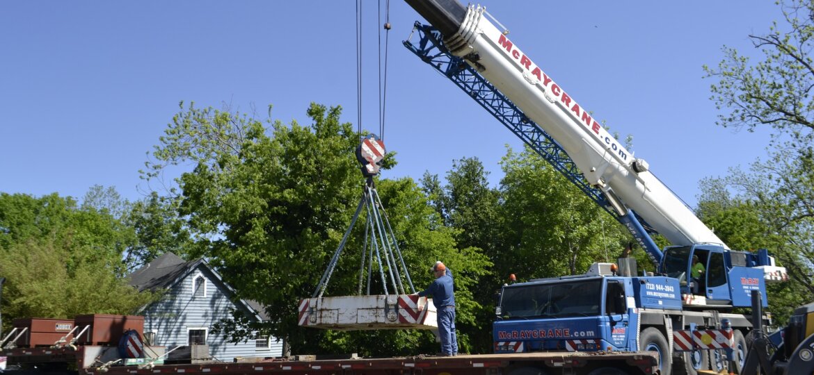 Crane loading truck