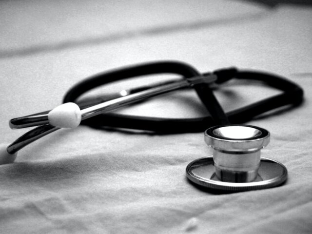 Black and white stethoscope