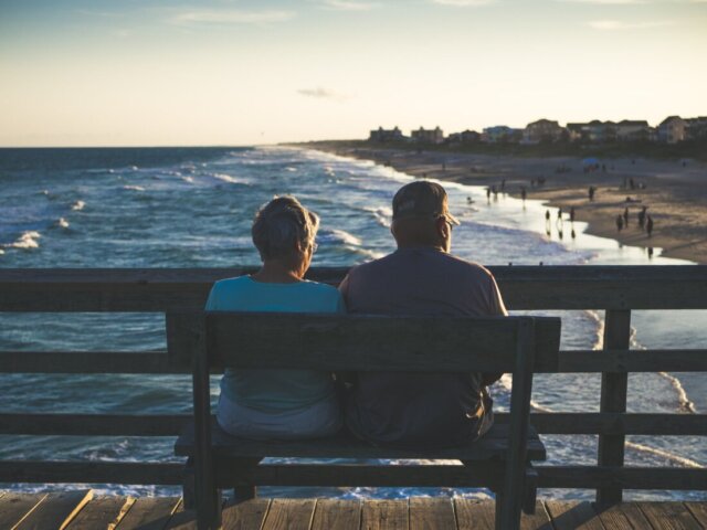 Man and woman at bench