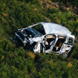 Car Wreck on Hillside