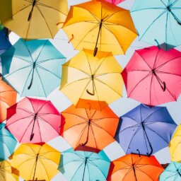 Multi-colored umbrellas